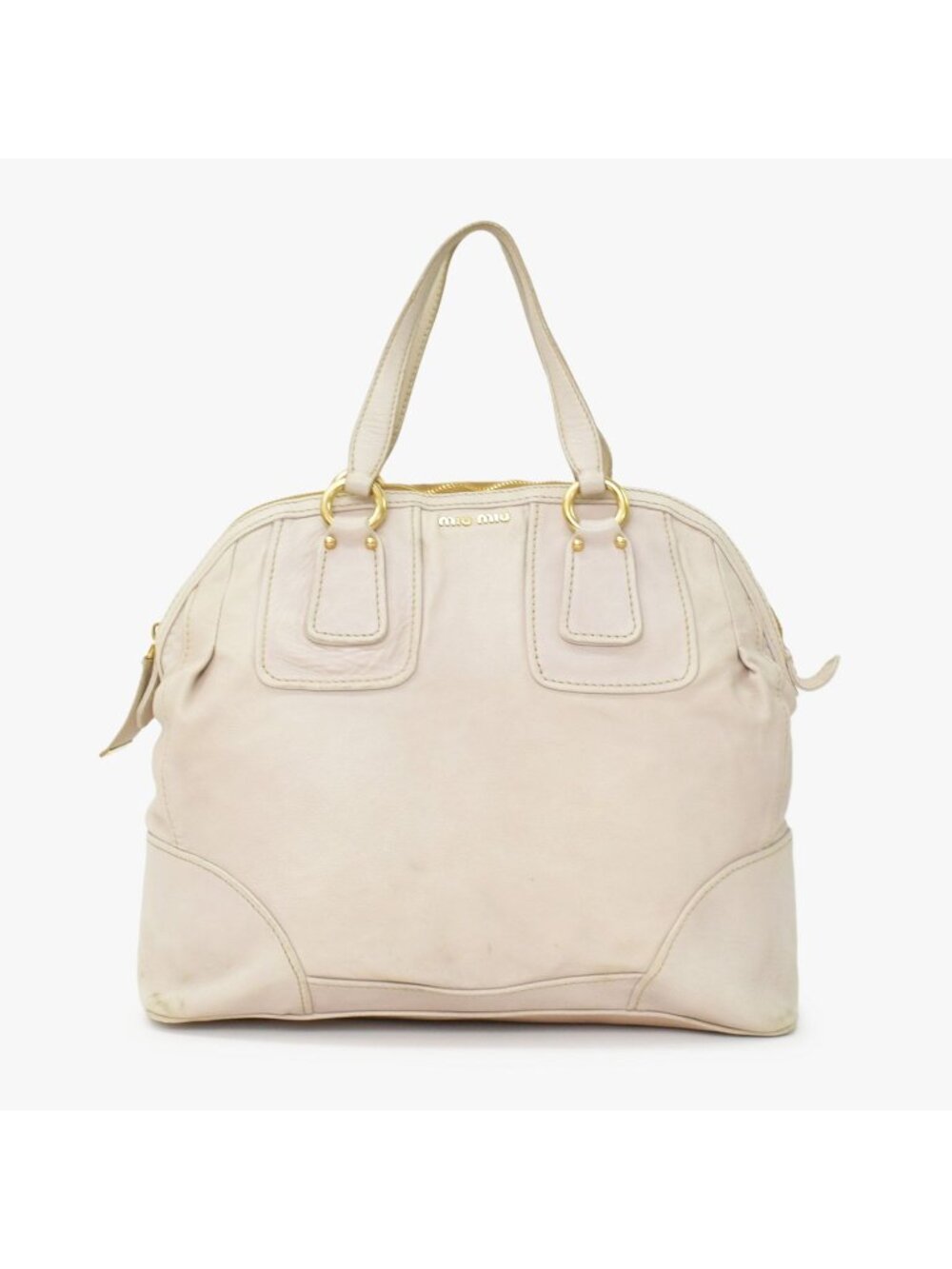 Miu Miu Vintage Handbag Beige Brown Leather Gold